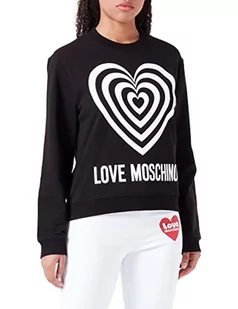 Love Moschino Damska bluza o regularnym kroju z okrągłym dekoltem, czarny, 40 - Bluzy damskie - miniaturka - grafika 1