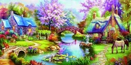 Dekoratorstwo - Haft Diamentowy Wiosenny Ogród 60x110 cm - miniaturka - grafika 1