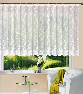 Firanka Store żakardowa Mainz wys. x szer. 145 x 600 cm taśma marszcząca taśma uniwersalna biała wzór kwiatowy przezroczysta zasłona do salonu, 13144 - Zasłony - miniaturka - grafika 1