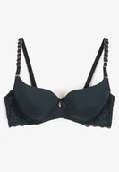 Biustonosze - Ciemnozielony Biustonosz Typu Full Cup z Koronką i Usztywnionymi Miseczkami Luetta - miniaturka - grafika 1