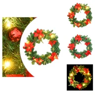 Oświetlenie świąteczne - vidaXL Wieniec świąteczny z lampkami LED zielony 60 cm PVC - Lampki choinkowe - miniaturka - grafika 1