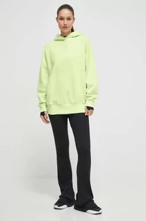 Bluzy damskie - Reebok bluza LUX COLLECTION damska kolor zielony z kapturem gładka - grafika 1