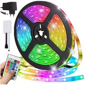 Taśmy LED - TAŚMA LED OŚWIETLENIE LED RGB WIELOKOLOROWA WODOODPORNA 5M RGB + PILOT - miniaturka - grafika 1