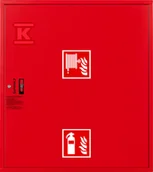 Sprzęt przeciwpożarowy - Hydrant DN33 zawieszany z miejscem na gaśnice pod zwijadłem, wąż 30m, ocynk fasada, zamek patent RAL 3000 - miniaturka - grafika 1