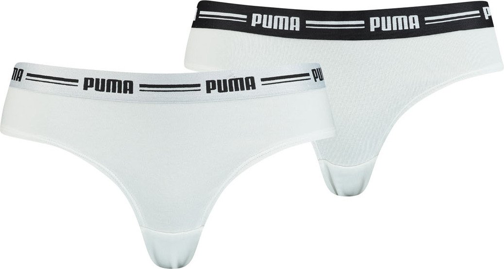 PUMA Majtki damskie - brazylijskie, miękka bawełna z modalem, 2-pak biały M