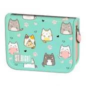 Piórniki - St. Right Piórnik Szkolny Dwuklapkowy Etui Na Przybory Szkolne Charming Cats - miniaturka - grafika 1