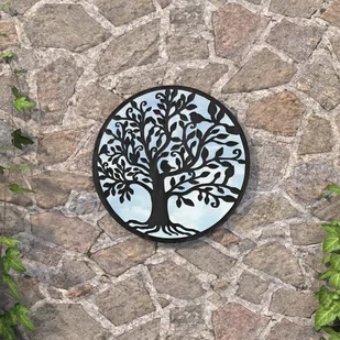 vidaXL Lustro ogrodowe, czarne, 60x2,5 cm, okrągła żelazna rama - Pozostałe ozdoby ogrodowe - miniaturka - grafika 1