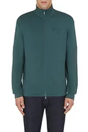 Bluzy męskie - Armani Exchange Męska bluza Monochrome Mock Neck Zip up Sweatshirt Cardigan Sweater, Green Gles, Extra Small, zielony widelec, XS - miniaturka - grafika 1