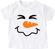 Koszulki dla dziewczynek - Koszulka NA MIKOŁAJKI bałwanek twarz3 - miniaturka - grafika 1