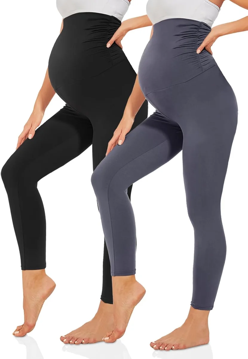 Legginsy ciążowe długie nieprzezroczyste z kieszeniami czarne XL do jogi