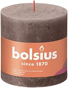 Bolsius Rustykalne świece pieńkowe Shine, 3 szt., 100x100 mm, taupe Sfeerpunt - Świece - miniaturka - grafika 1