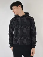 Bluzy męskie - Fila Męska bluza z kapturem Riad AOP Regular, Black Beauty React Aop, M - miniaturka - grafika 1