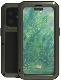 LOVE MEI Etui pancerne + szkło Powerful do iPhone 16, oliwkowo-czarne - Etui i futerały do telefonów - miniaturka - grafika 1