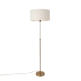 QAZQA Lampa podłogowa regulowana brąz z kloszem jasnoszarym 50 cm - Parte - Lampy stojące - miniaturka - grafika 1