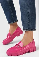 Mokasyny damskie - Fuksjowe Mokasyny ze Skórzaną Wkładką Nyco - miniaturka - grafika 1