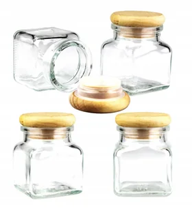 4x Szklany pojemnik słoik z drewnianym korku do zalewu świeczek 120 ml - Pojemniki kuchenne - miniaturka - grafika 1