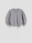Bluzy damskie - Reserved - Bluza w serca - ciemnoszary - miniaturka - grafika 1