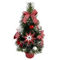 Choinki - Choinka sztuczna dekorowana w doniczce zielona z czerwonymi dodatkami 40 cm - miniaturka - grafika 1