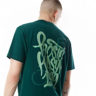 Koszulki sportowe męskie - Męski t-shirt z nadrukiem Prosto Plox - zielony - PROSTO - grafika 1