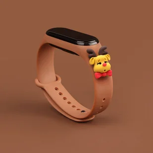 Strap Xmas opaska do Xiaomi Mi Band 4 / Mi Band 3 świąteczny silikonowy pasek bransoletka brązowy (renifer) - Etui i futerały do telefonów - miniaturka - grafika 2