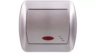 Wyłączniki światła i elektryczne - Kontakt Simon Wyłącznik ścienny Akord schodowy z podśw. AW6L/26 aluminium srebrn - miniaturka - grafika 1