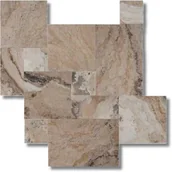 Płytki ceramiczne - Trawertyn 12 mm Philadelphia Mix Szczotkowany Bębnowany (0,742m2) - miniaturka - grafika 1