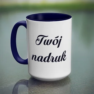 Duży kubek XXL z granatowym wnętrzem i uszkiem z Twoim nadrukiem - Kubki - miniaturka - grafika 1