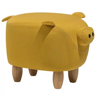 Beliani Hoker tapicerowany żółty PIGGY - Taborety i hokery - miniaturka - grafika 1