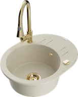 Zlewozmywaki z baterią - Mexen Kevin zlewozmywak granitowy 1-komorowy z ociekaczem i baterią kuchenną Elia, beżowy - 6517-69-670101-50 - miniaturka - grafika 1