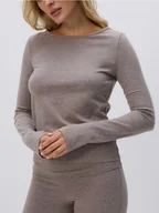 Bluzki damskie - Reserved - Dzianinowa bluzka - brązowy - miniaturka - grafika 1