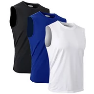 Koszulki sportowe męskie - MeetHoo męska koszulka bez rękawów bez rękawów, szybkoschnąca, oddychająca koszulka do biegania, Czarny+niebieski+biały, XL - miniaturka - grafika 1