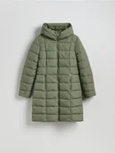 Płaszcze damskie - Reserved - Pikowany płaszcz - oliwkowy - miniaturka - grafika 1