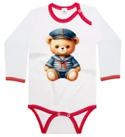 Body dla niemowląt - Body dziecięce Miś Pluszowy Marynarz Kapitan Dzień Misia 86/92 - miniaturka - grafika 1