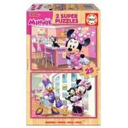 Puzzle - Educa Puzzle 2x25 Myszka Minnie/Daisy (drewniane) G3 - - miniaturka - grafika 1