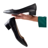 Czółenka - Goodin Klasyczne Czolenka Na Niskim Obcasie czarne - miniaturka - grafika 1