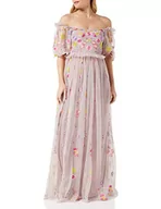 Sukienki - Frock and Frill Damska kwiecista haftowana sukienka na specjalne okazje, różowa, 14, 40 - miniaturka - grafika 1