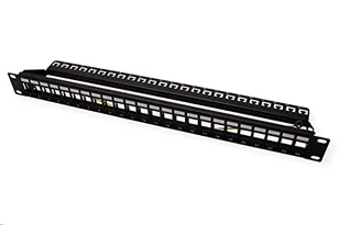 Keystone Roline ROLINE 19Zoll Patchpanel 24Port Cat6 screenedblack without module 26.11.0360 - Wtyczki i adaptery - miniaturka - grafika 1