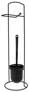 Stojak na szczotkę WC z uchwytem na papier toaletowy 59 cm BLACK stal malowana proszkowo czarny mat - Akcesoria do wc - miniaturka - grafika 1