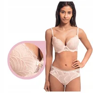 Biustonosze - Biustonosz Agio DB-9322 My Body Push up różowy koronkowy stanik - 90C - miniaturka - grafika 1