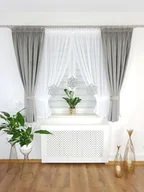 Firany - Śliczny zestaw zasłony welurowe oraz firana -jasnoszary, gotowy zestaw okienny - miniaturka - grafika 1
