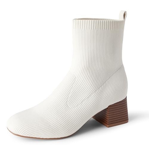 Amazon Essentials Botki damskie z dzianiny ze stretchem, kość słoniowa, 9.5 US