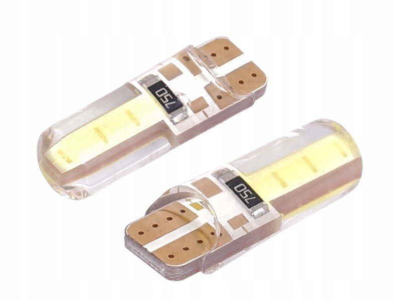 Żarówka W5W (T10) 12V 2x COB LED biała silikonowa obudowa 2 szt.