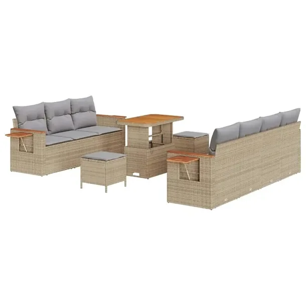 Zestaw Sof Ogrodowych z Rattanu, Modułowy, 6 Elementów, Beżowy, 60cm Gł