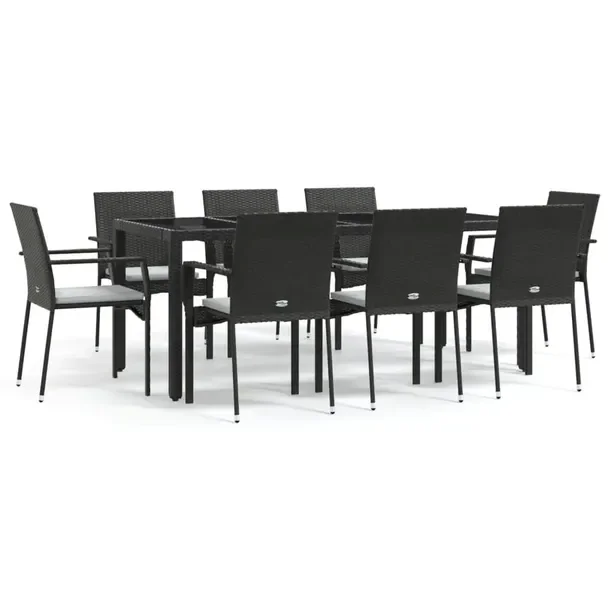 Zestaw Mebli Ogrodowych z Rattanu PE, Stół 190x90x75 cm, Krzesła 59x53.5