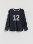 Bluzki dla chłopców - Reserved - Bawełniany longsleeve - granatowy - miniaturka - grafika 1