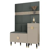 Meble do przedpokoju - Garderoba szafa szafka na buty z panelami tapicerowanym i wieszakami PALERMO 5 czarny kaszmir - miniaturka - grafika 1