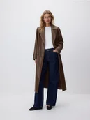 Płaszcze damskie - Reserved - Płaszcz z imitacji skóry - brązowy - miniaturka - grafika 1