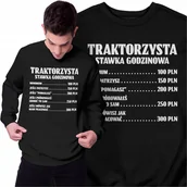 Bluzy męskie - Bluza Dla Traktorzysty Śmieszny Prezent Stawka Godzinowa Bluza Męska - miniaturka - grafika 1