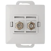 Gniazdka elektryczne - Abex Perła biały gniazdo antenowe typu F podwójne TV-FX F1/P2-bialy - miniaturka - grafika 1