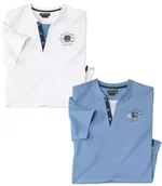 Koszulki męskie - Zestaw 2 koszulek z fantazyjnym dekoltem Oceanic Island Mężczyzna Atlas For Men - Kolor : Niebieski - Rozmiar : 4XL - miniaturka - grafika 1